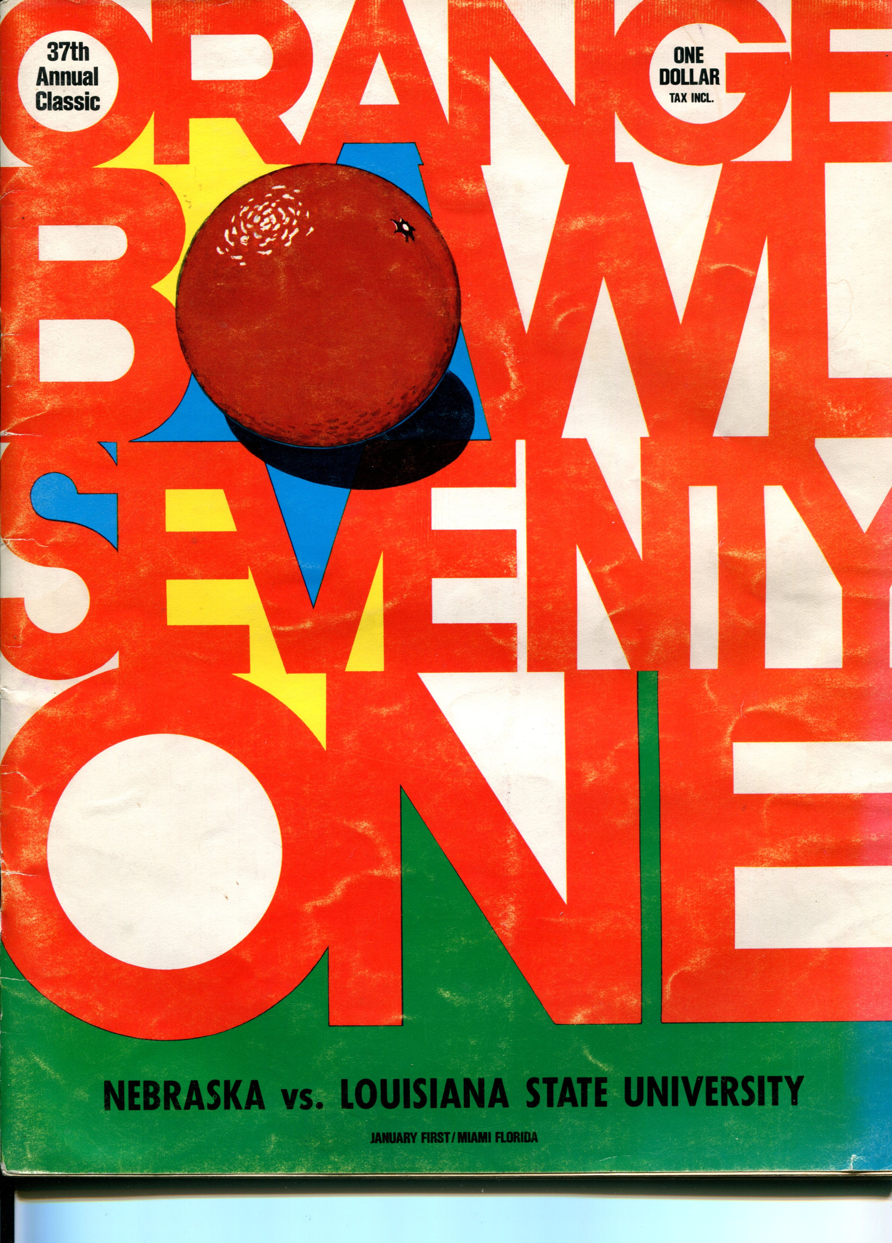 1971 Orange Bowl Program Nebraska vs LSU