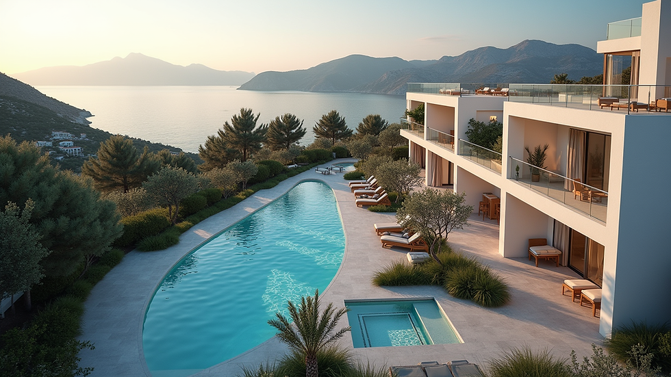 High angle view of a luxury residential complex in Greece