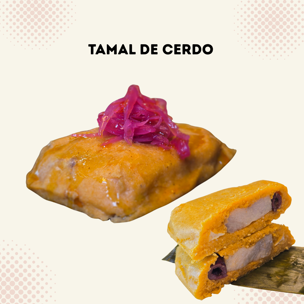 Pork tamal with pickled onions