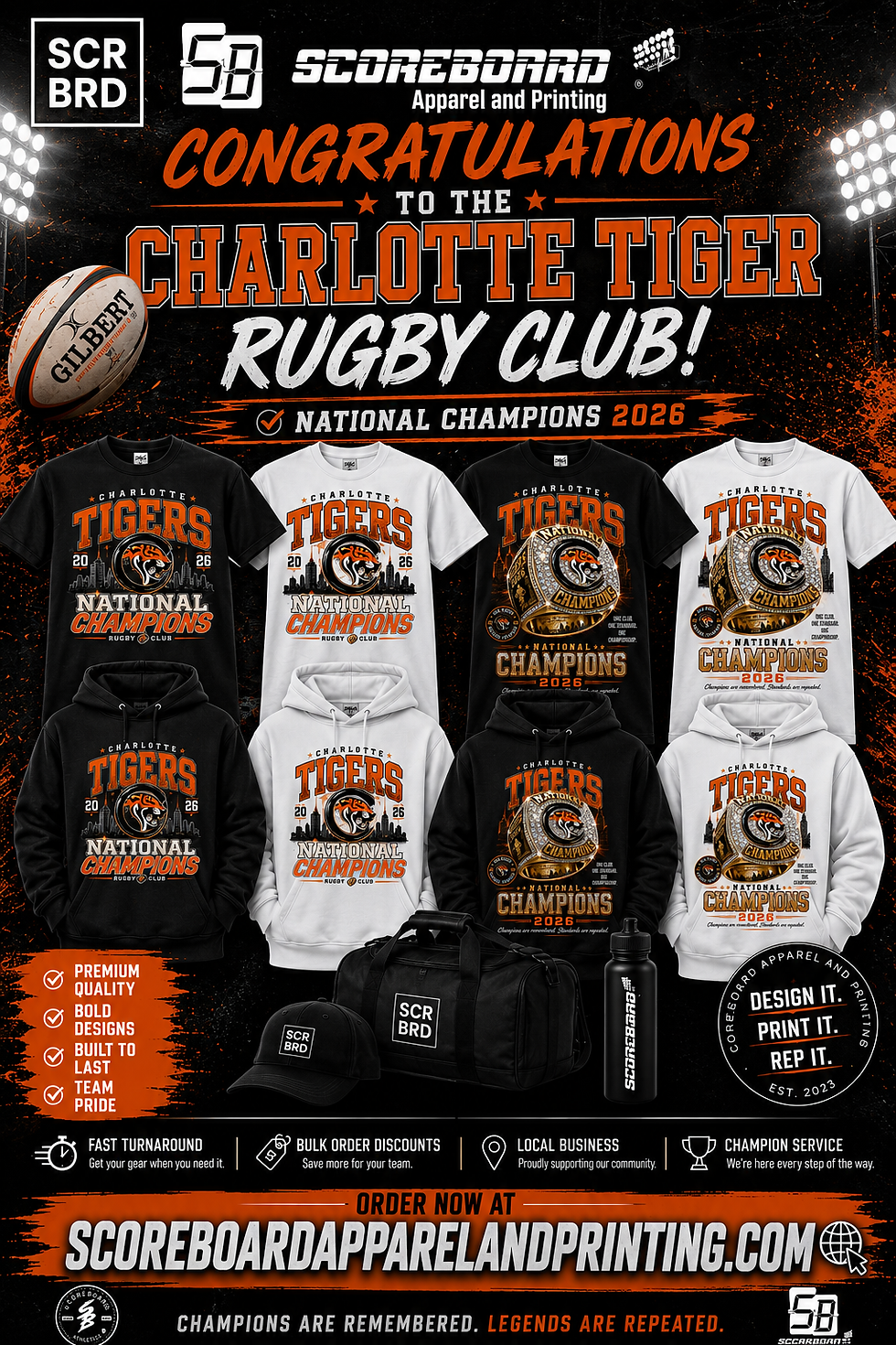 Thumbnail: Charlotte Tigers Rugby "National Champions" T-shirt