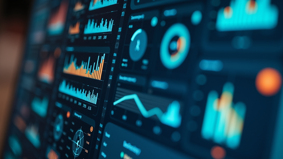 Close-up view of a computer screen displaying AI-driven data visualization