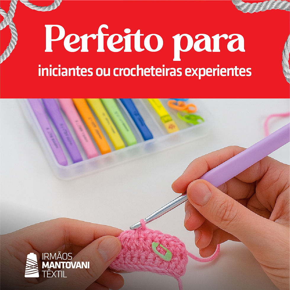 Miniatura: Kit Crochê Completo com Agulhas + Dedal + Marcadores + Fita Métrica