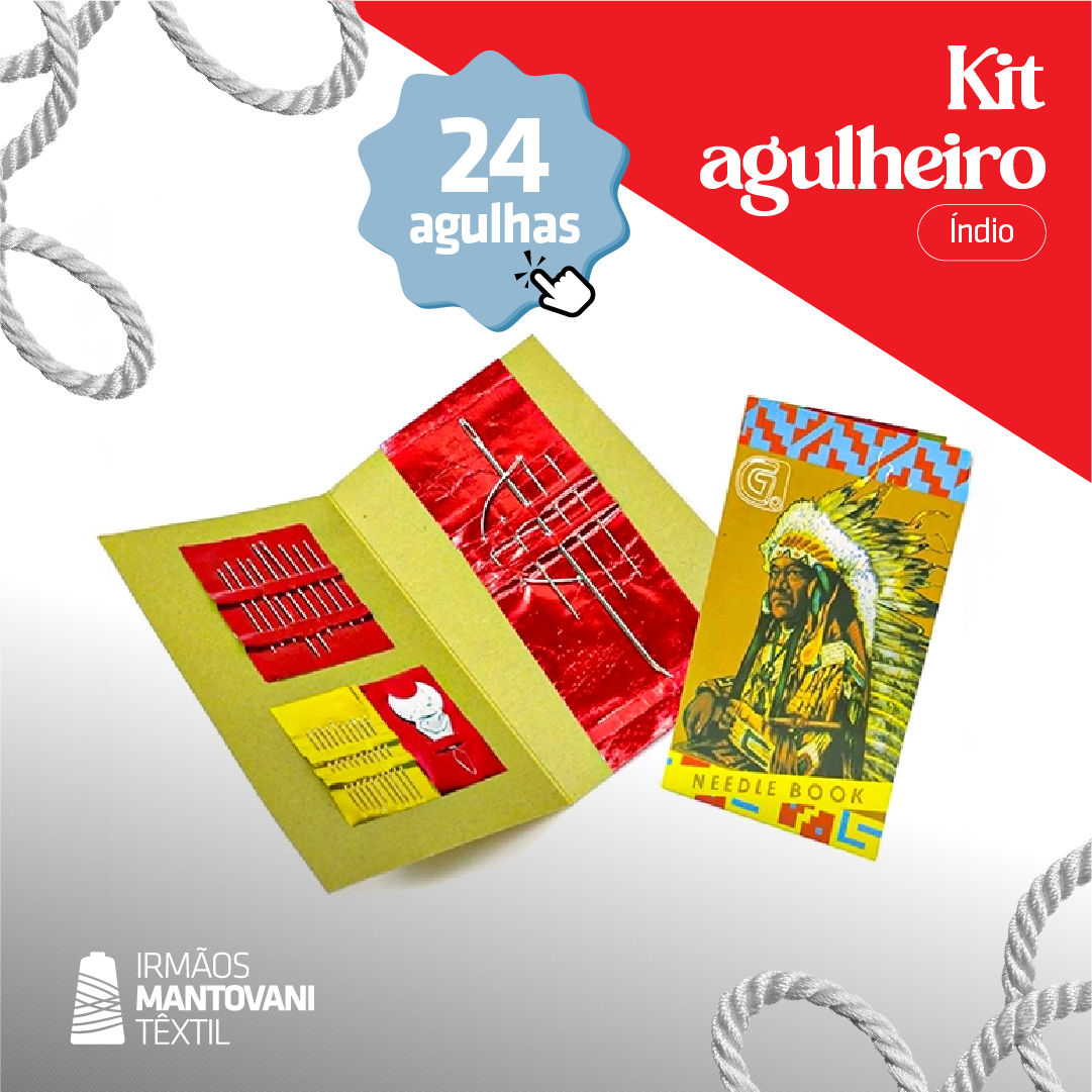 Kit Agulheiro Índio – 24 Agulhas + 1 Passador | Costura à Mão, Reparo em Tecidos