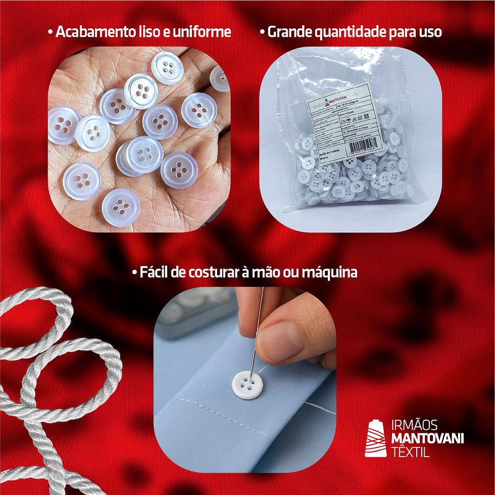 Miniatura: Botão para Camisa 18L Branco – 4 Furos | Pacote 720un (5 Grosas)
