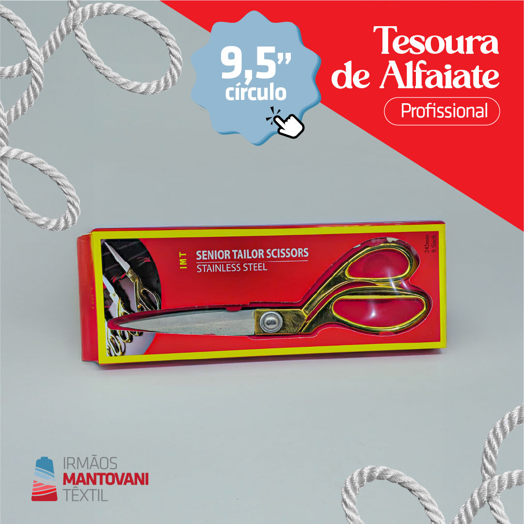 Tesoura de Alfaiate Profissional 9,5" – Tecido, Papel, Costura e Artesanato