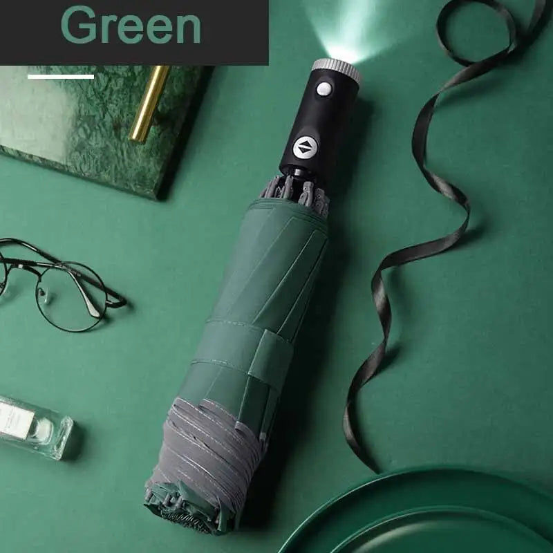 Thumbnail: LED pliant automatique pluie parapluie pluie femmes Parasol coupe-vent éclairage