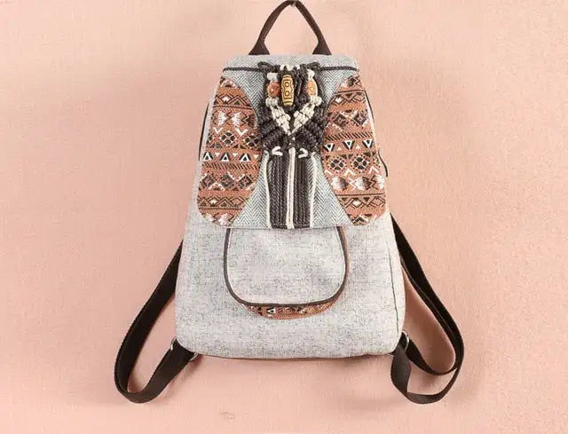 Pikkukuva: Motaora Women's Backpack New National Weave Canvas Bag Individual Decoration Han