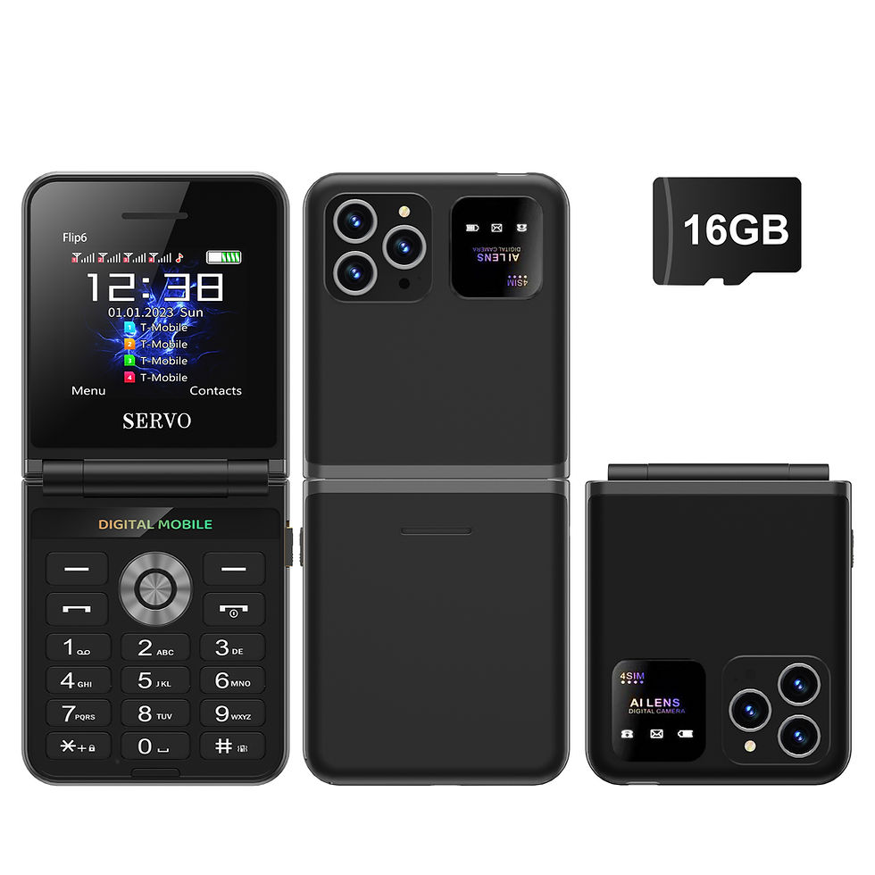 Thumbnail: SERVO Flip6 GSM Fold Mobile Phone 4 SIM Card 2.4'' Screen Auto Call Record