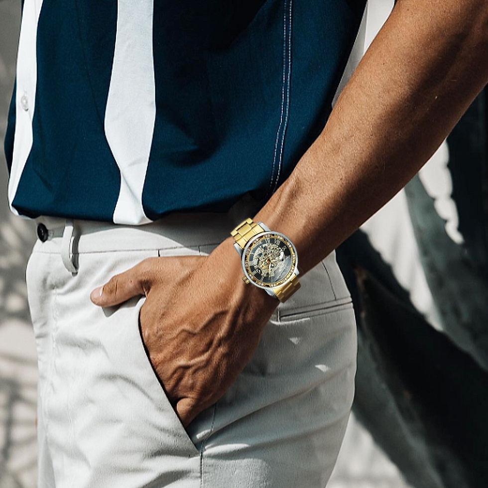 Thumbnail: WINNER Transparent Skeleton Mechanical Watch for Men Fashion Diamond Luminous