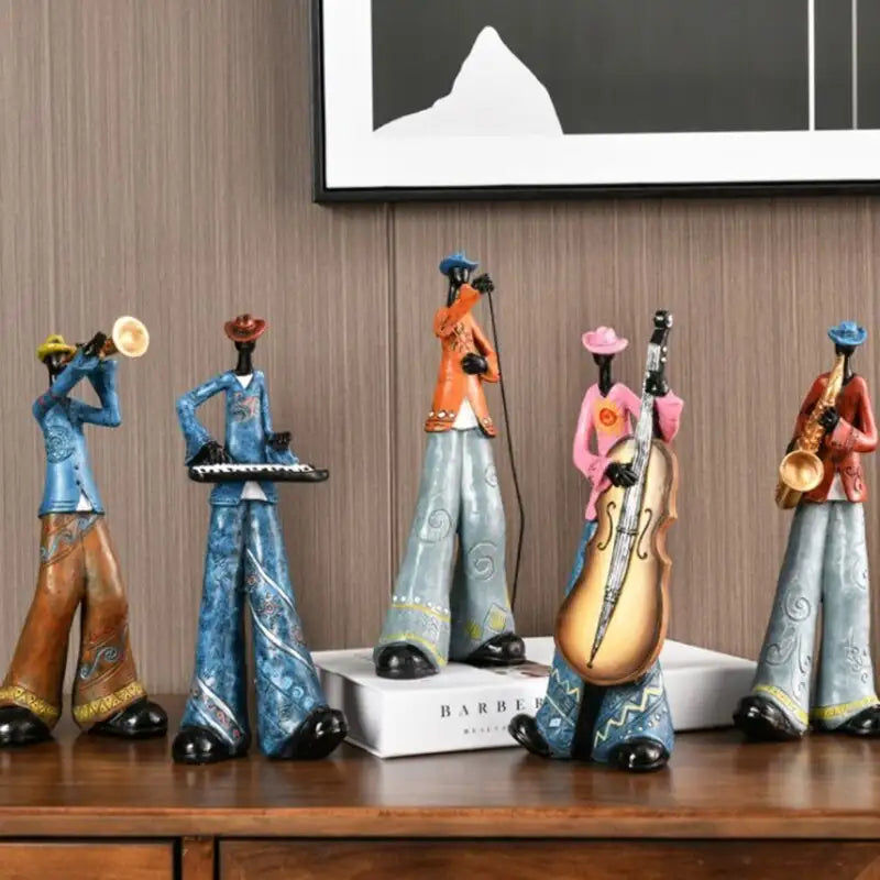 Miniaturebillede: Creative Jazz Band Resin Statue American Style Vintage Musicians Saxophone Playe