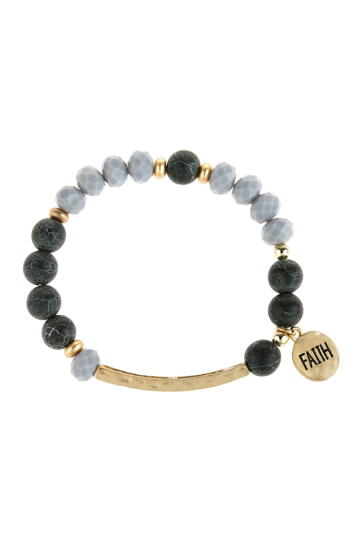 Hdb3004b - "Faith" Mixed Beads Charm Braclet