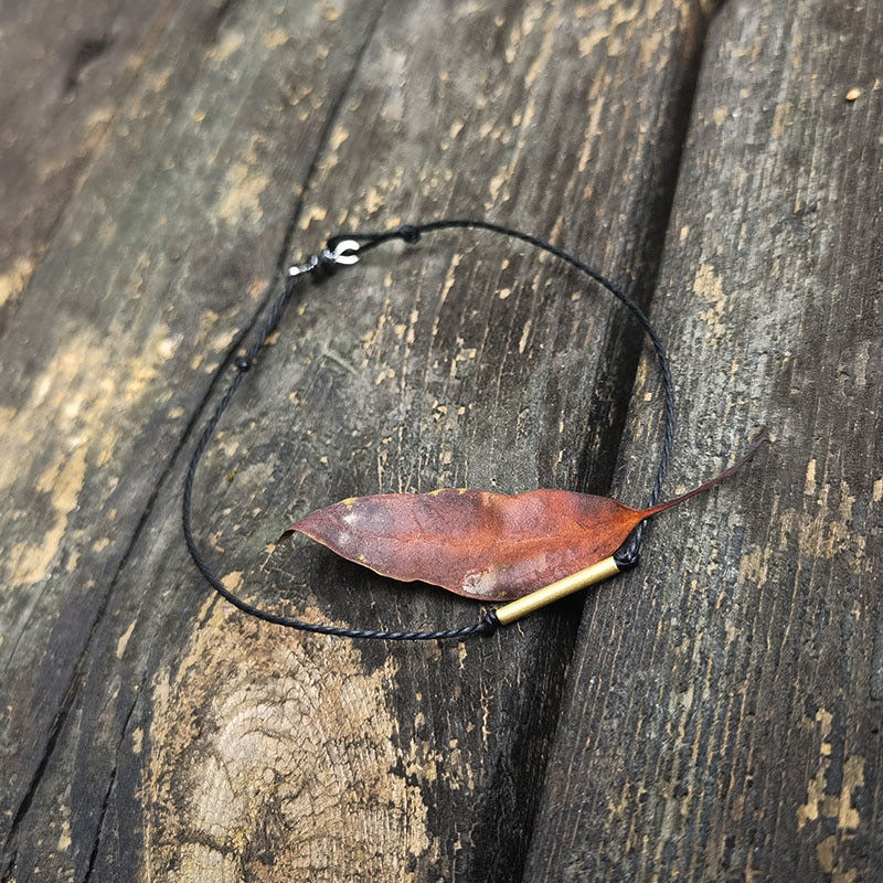 Miniaturebillede: Bronze Tube bracelet for men, men's bracelet with Feather charm,