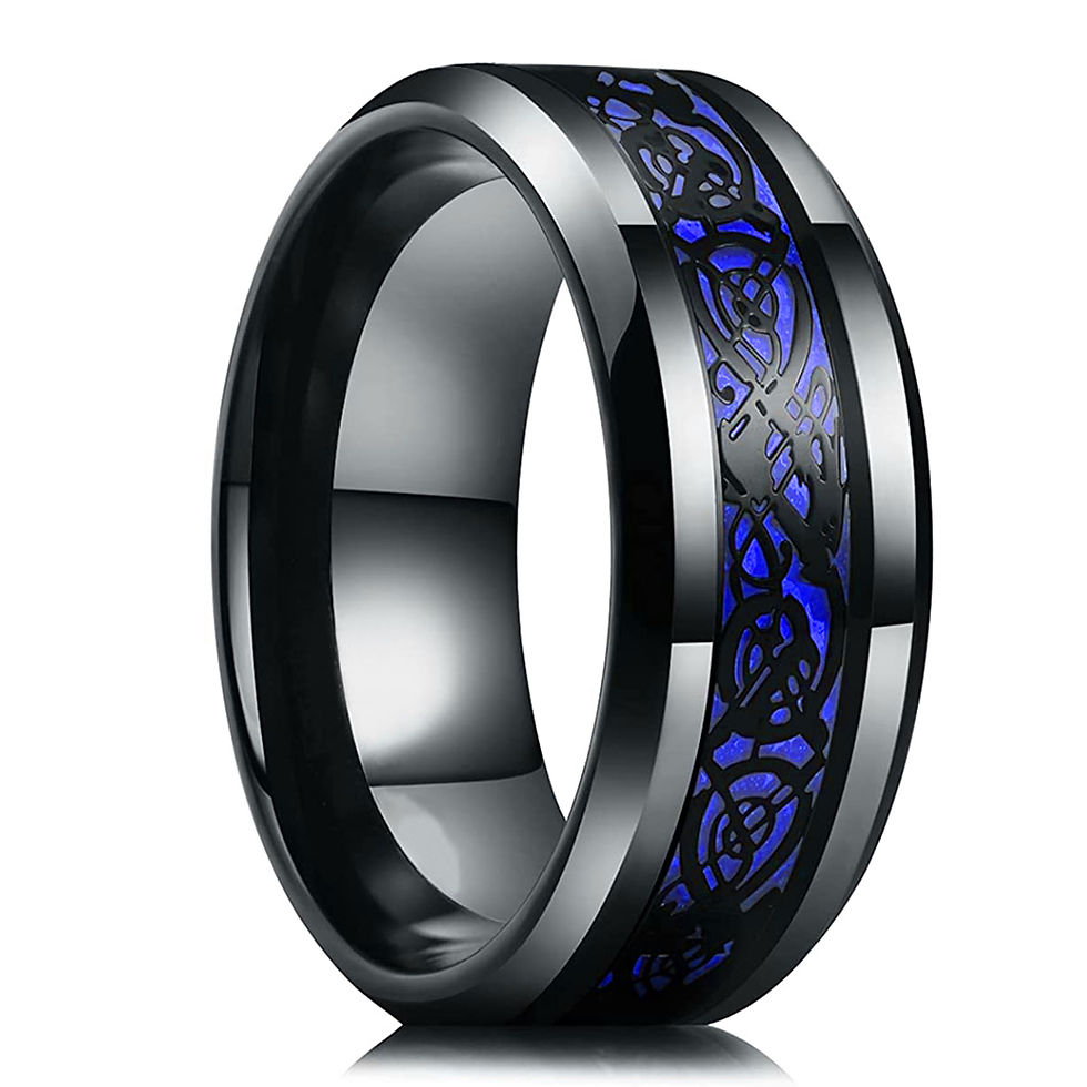 Miniatura: Fashion 8mm Men Stainless Steel Ring Rose Gold Color Brushed Wood Inlay Rings fo