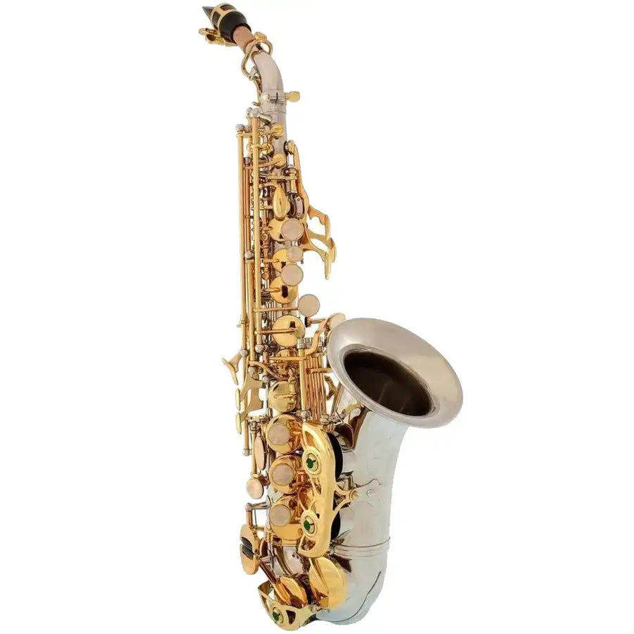 Miniature : SEASOUND OEM High Quality Cheap Nickel Body Curve Bell Soprano Saxophone JYSS100