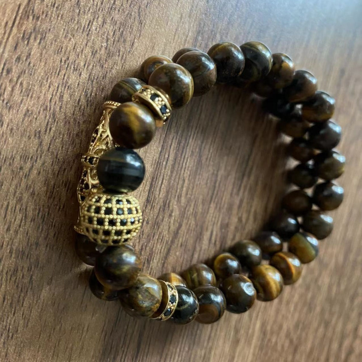 Bracelet micro-incrusté en cuivre naturel pour les yeux de tigre