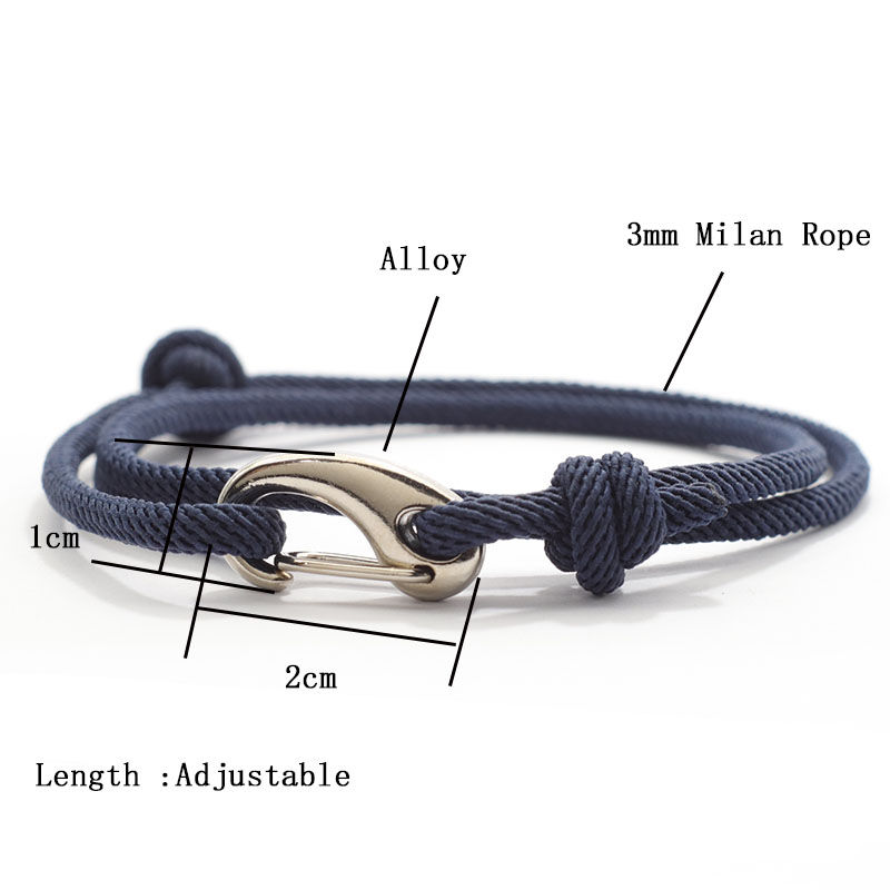 Thumbnail: New Adjustable 3mm Thin Cord Bracelet Homme Double Layer Handmade Weaven Rope Br