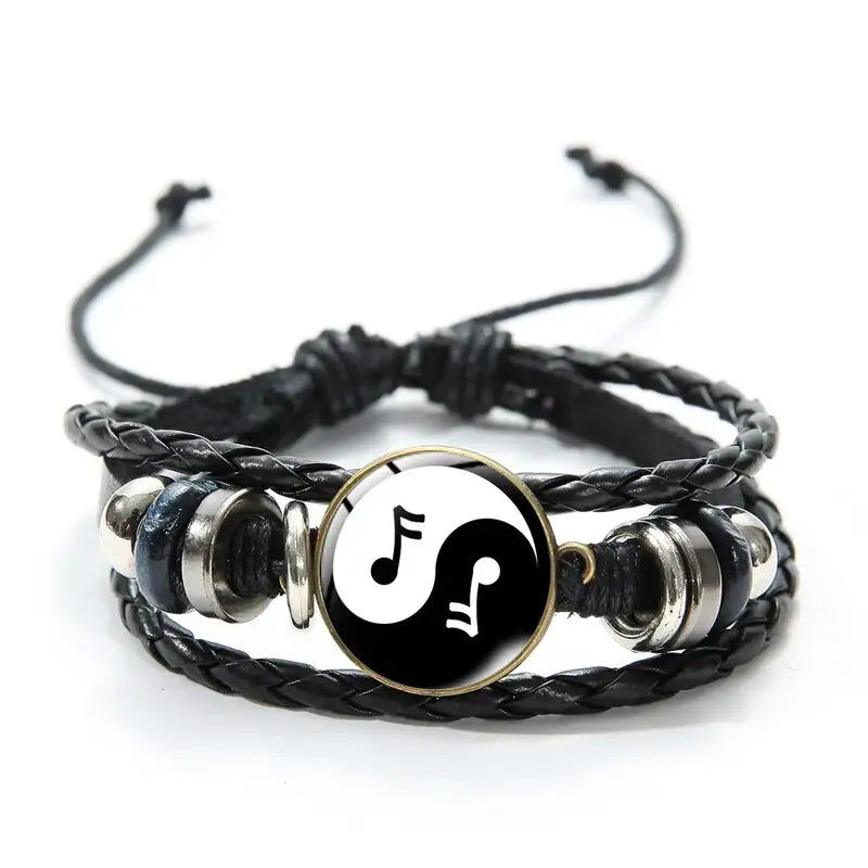 Thumbnail: SONGDA Musical Instrument Guitar Bracelet Yin Yang Couple Multilayer Leather Bra