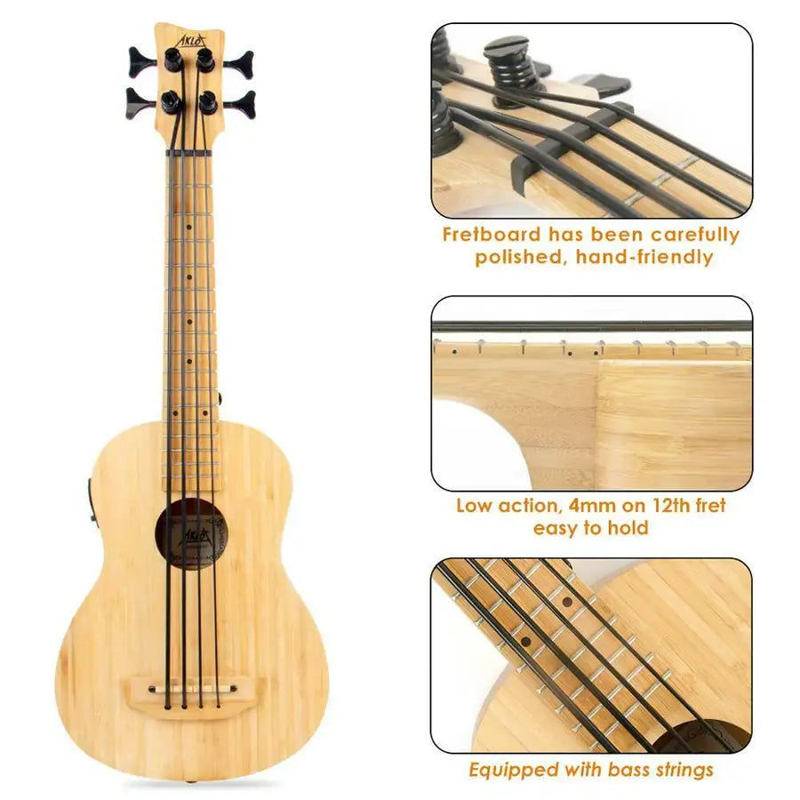 Miniaturebillede: Aklot Electric Ukulele Bass 30 in (environ 76.20 cm) ubass tous Solid Bamboo Cha