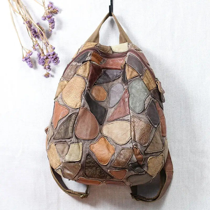 Μικρογραφία: Retro Genuine Leather Women's Backpacks Casual Handmade Design Handbags Top Laye