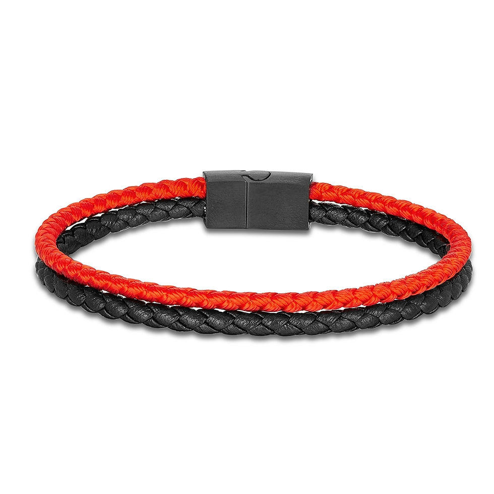 Miniaturbild: MKENDN Minimalist Men Double Strand Leather Rope Bracelet Matte Black Stainless 