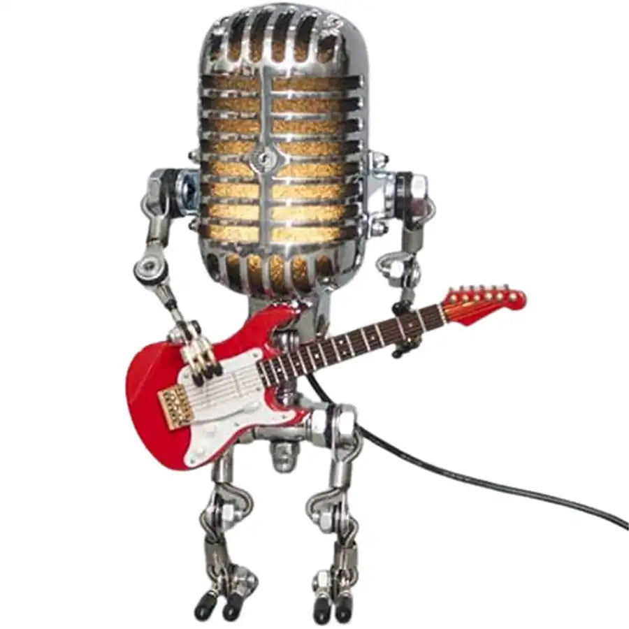 Pikkukuva: Vintage Microphone Robot with Guitar Metal Figurines for Interior Desktop Lamp U