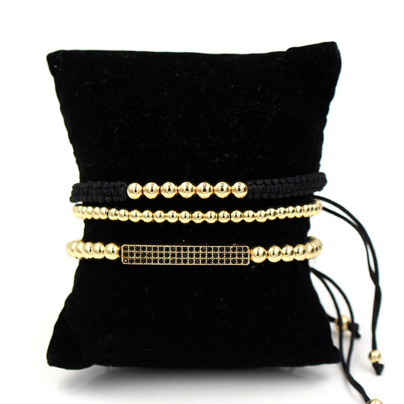Thumbnail: Bracelet à pompon en perles de cuivre longues avec micro incrusté de zircon
