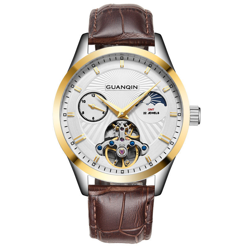 Thumbnail: Guanqin Y98 Creux Hommes de Montre En Acier Inoxydable Marque Véritable