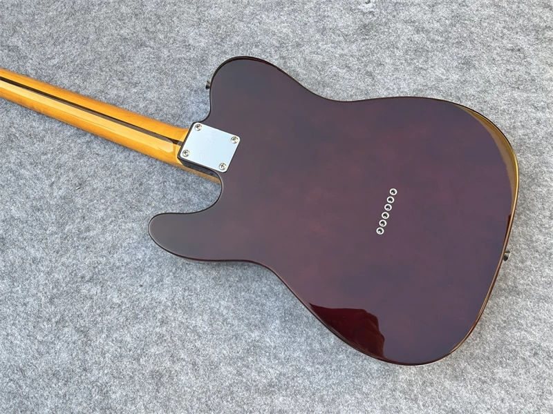Thumbnail: Electric guitar tl front yellow back brown body maple neck support customization