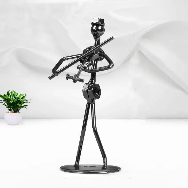 Μικρογραφία: Iron Art Man Figurine Creative Musical Instrument Band Sculpture Figurine Statue