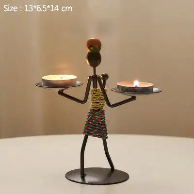 Thumbnail: Nordic Metal Candlestick Abstract Character Sculpture Candle Holder Decor Handma