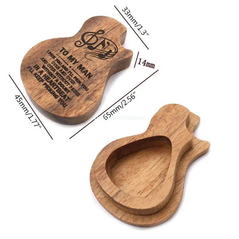 Μικρογραφία: 3 Pcs/set Handmade Wooden Guitar Pick Box and Picks Paddles for Guitarist Music 