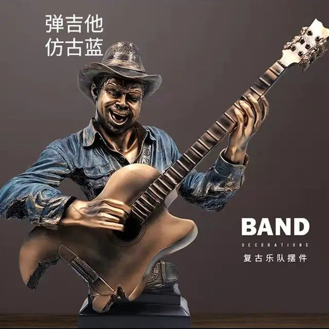 Miniature : Home Decor Modern Music Saxophone Bust Statue Abstract Figure Musician Figurine 