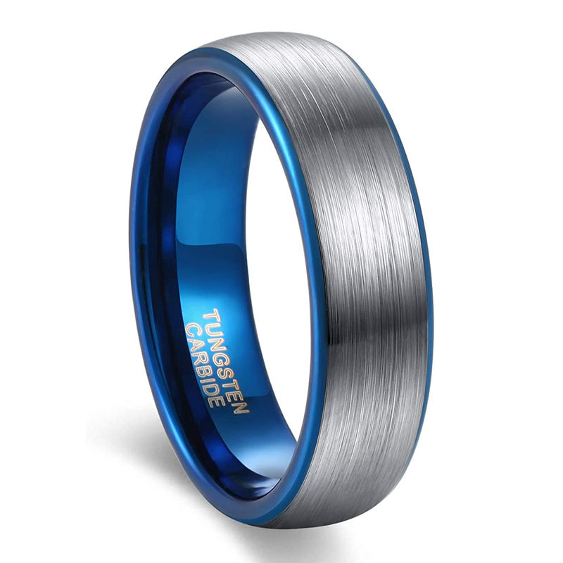 Miniaturebillede: Tigrade Brushed Tungsten Ring Silver/Black/Blue/Rose Gold Color Two Tone Women R