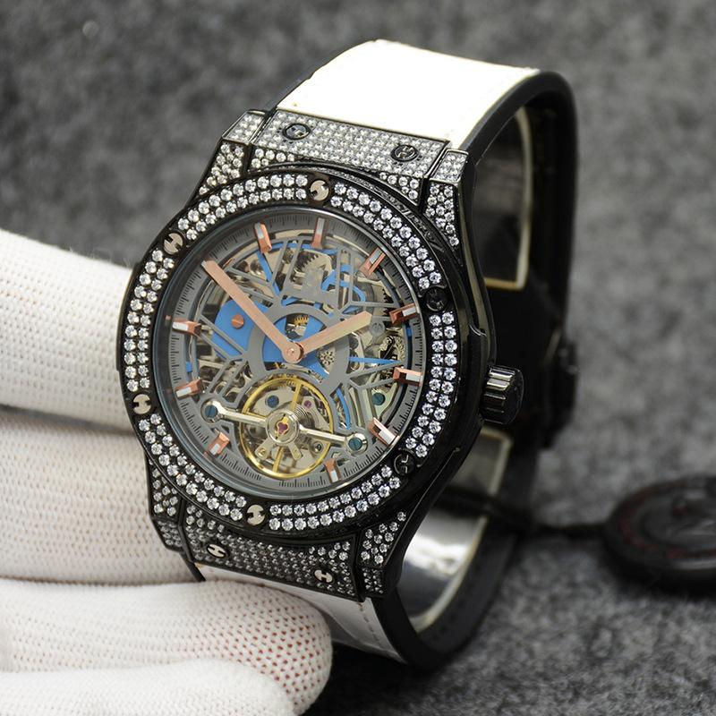 Thumbnail: Men's And Women's Fashion Crystal Case Hollow Automatic Mechanical Watch