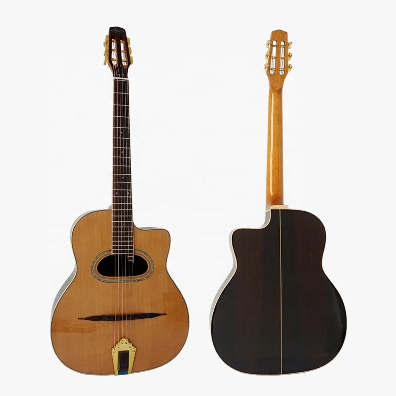 Μικρογραφία: Aiersi brand handmade professionals playable gloss finish D hole arch top steel 