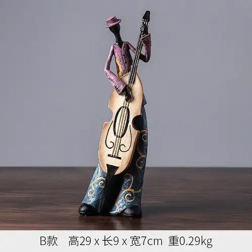 Μικρογραφία: Creative Figure Art Music Rock Band Sculpture Resin Statue Retro Musician Home D