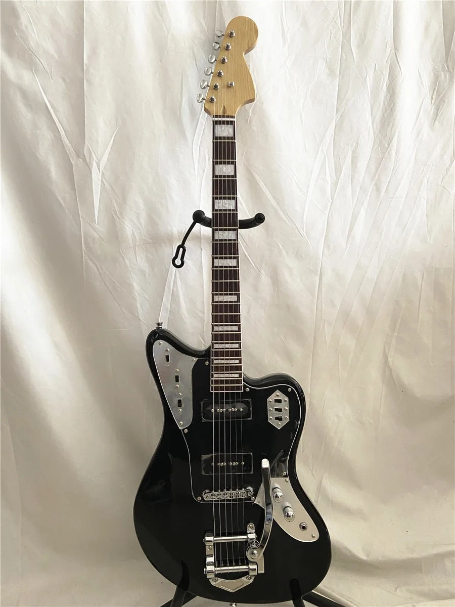 Μικρογραφία: High quality custom Black Jazz Electric Guitar p90 pickup trill free shipping