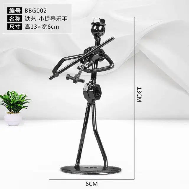 Miniaturebillede: Metal Musician Guitar Player Statue Musical Instrument Little Iron Art Collectib