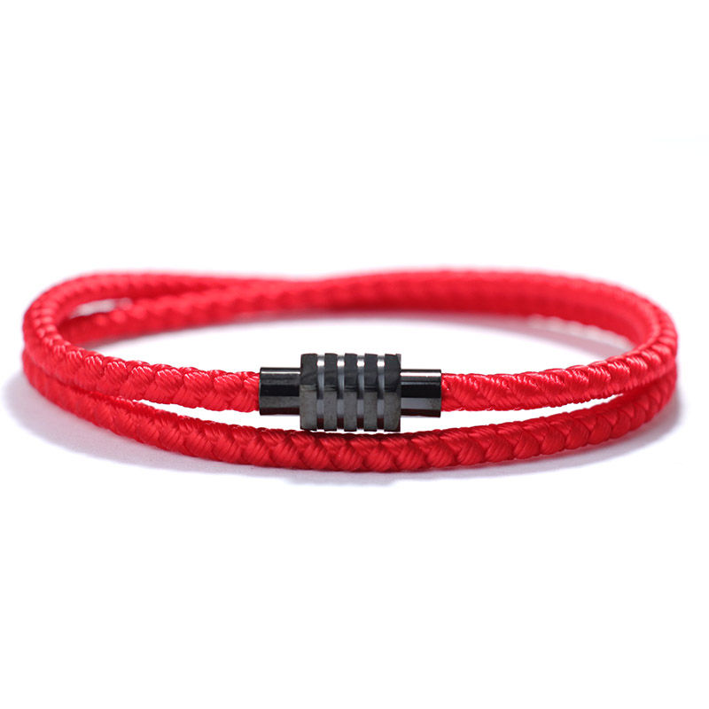Thumbnail: Noter Mens Bracelet With Keel Rope Stainless Steel Magentic Clasp Double Layer C
