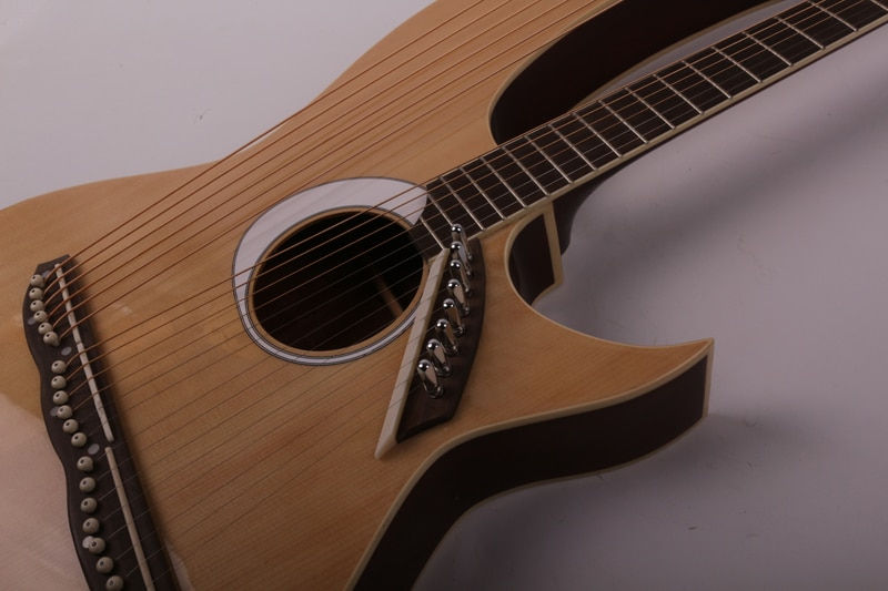 Miniaturebillede: Double Neck 12+8 strings string Electric Acoustic Harp Guitar with EQ