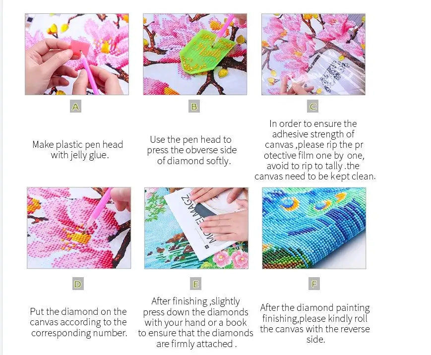 Μικρογραφία: wholesale Handmade diamond set cherry blossom painting by diamonds home Canvas P