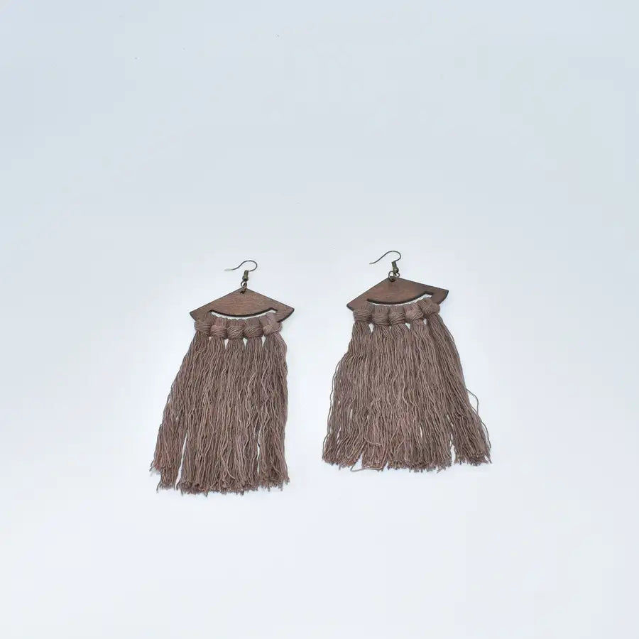 섬네일: Custom DIY fashion women jewelry fringe wooden teardrop handmade cotton tassel m