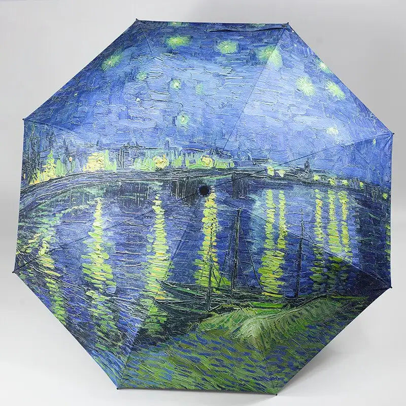 Miniaturebillede: Manuel Vencent van Gogh peinture à l'huile parapluie pour femmes créatif UV para