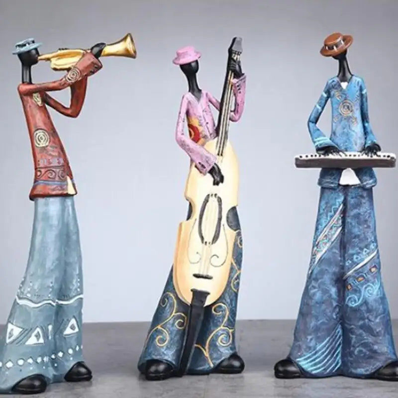 Miniaturebillede: Creative Jazz Band Resin Statue American Style Vintage Musicians Saxophone Playe