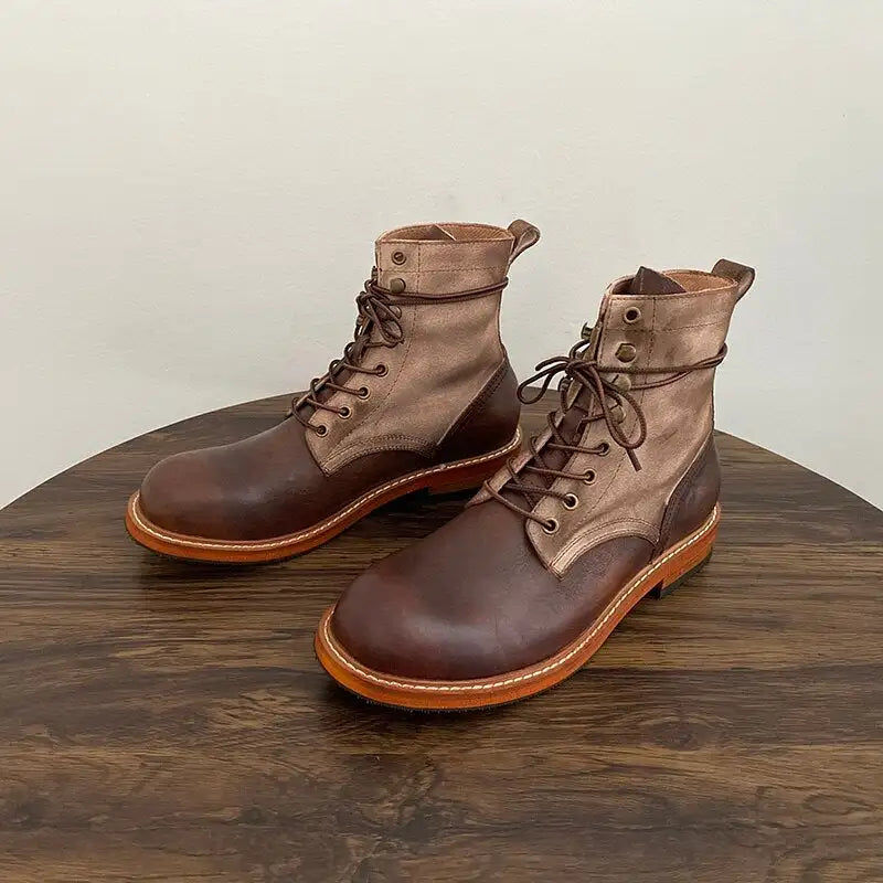 Miniaturebillede: 2023 Luxury Vintage British Men Shoes Handmade Cow Leather Tooling Ankle Boots S