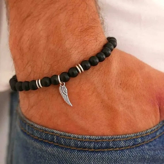 Miniatura: Bronze Tube bracelet for men, men's bracelet with Feather charm,