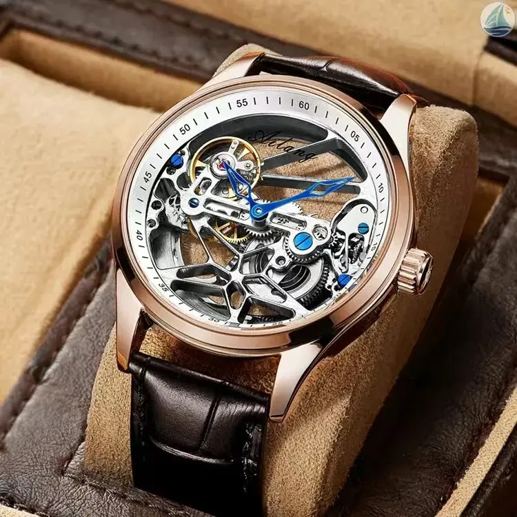 Thumbnail: AILANG Skeleton Mechanical Mens Watches Top Brand Luxury Steampunk Transparent