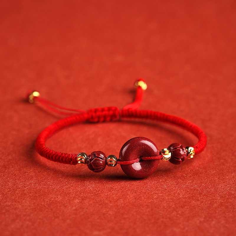 Miniatura: Bracelet tissé à boucle de paix cinabre pour hommes et femmes