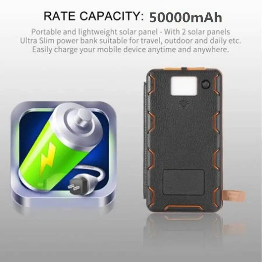 Pikkukuva: 2018 New 50000mAh Qi Wireless Solar Power Bank  Portable Charger Solar Panel Ext
