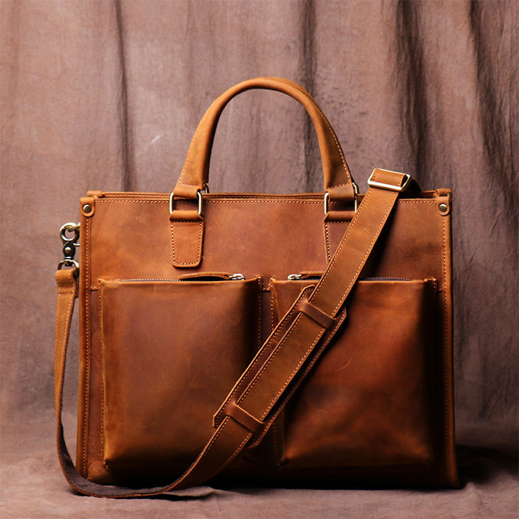 Miniaturebillede: Sac à main Vintage en cuir de vachette pour hommes
